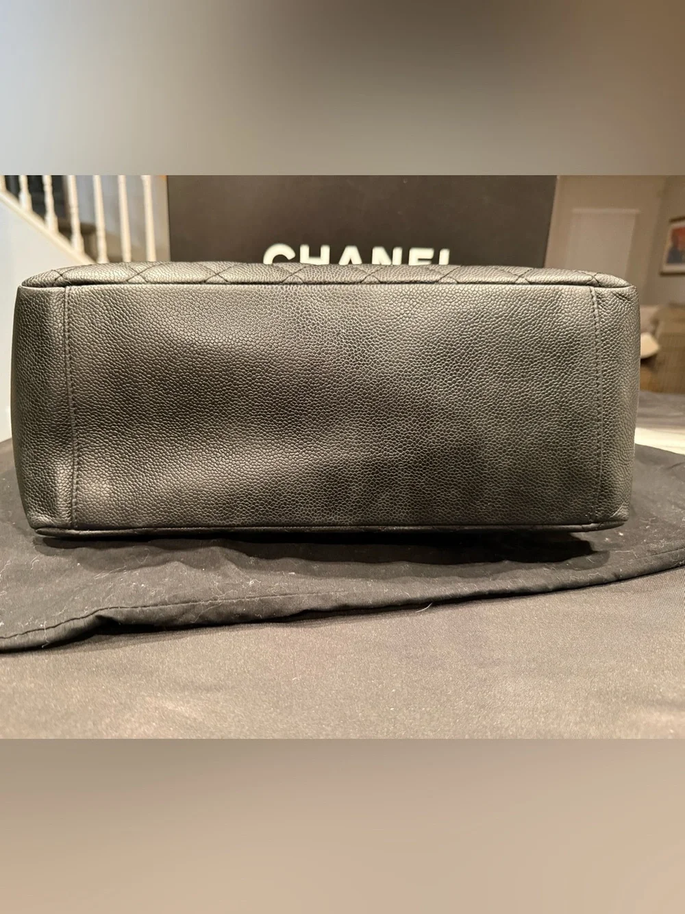 Authentic Chanel GST Grand Shopping Tote Black Caviar Gold Hardware +Entrupy EUC - Picture 11 of 16